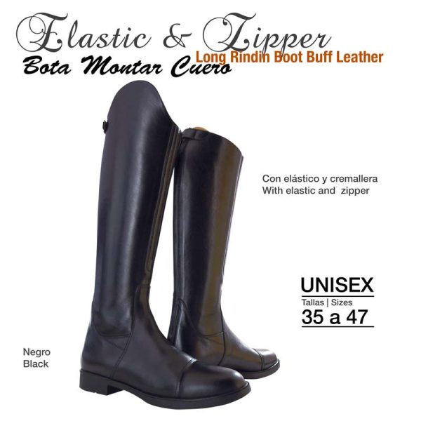 Bota Montar Elástico & Cremallera EFL-140 Negro