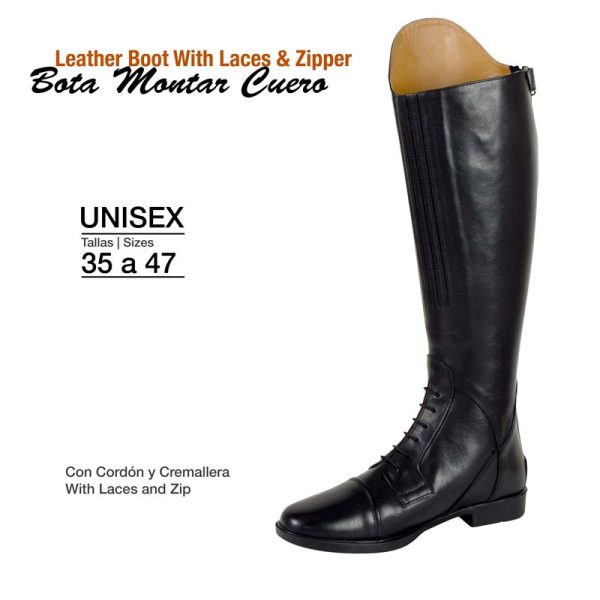 Bota Montar Cordón & Cremallera EFL162 Negro