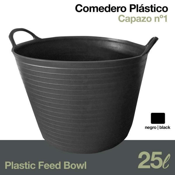 COMEDERO PLÁSTICO CAPAZO Nº1 25 litros NEGRO