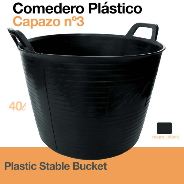 COMEDERO PLÁSTICO CAPAZO Nº3 40 litros NEGRO