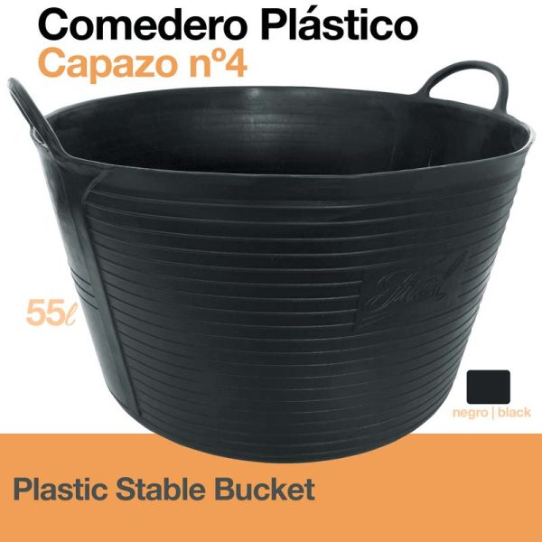 COMEDERO PLÁSTICO CAPAZO Nº4 55 litros NEGRO