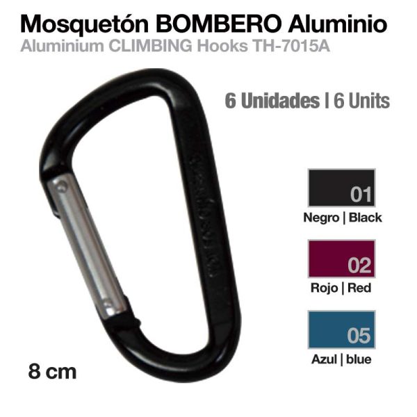 MOSQUETÓN BOMBERO ALUMINIO TH-7015A-8 6uds