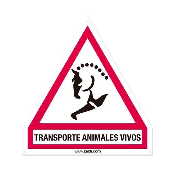 PLACA AVISO TRANSPORTE ANIMALES VIVOS