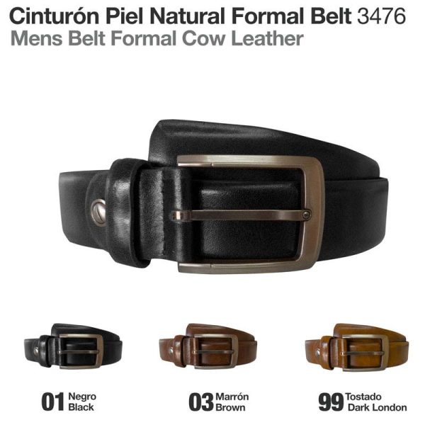 CINTURÓN PIEL NATURAL FORMAL BELT 3476