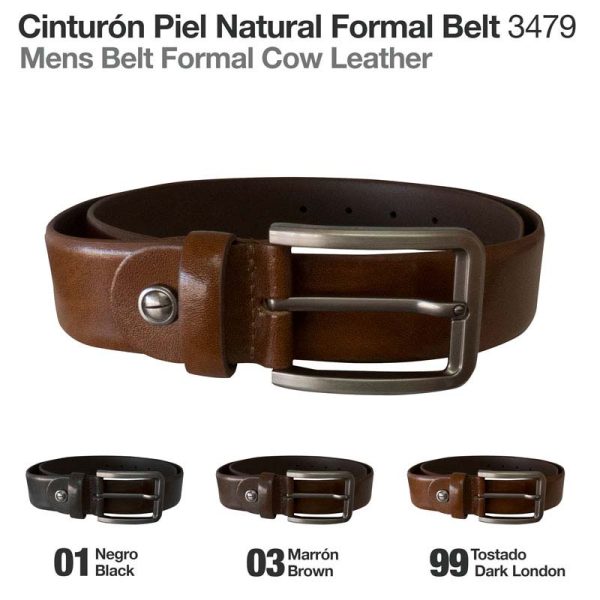 CINTURÓN PIEL NATURAL FORMAL BELT 3479