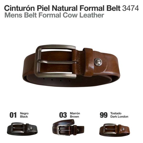 CINTURÓN PIEL NATURAL FORMAL BELT 3474