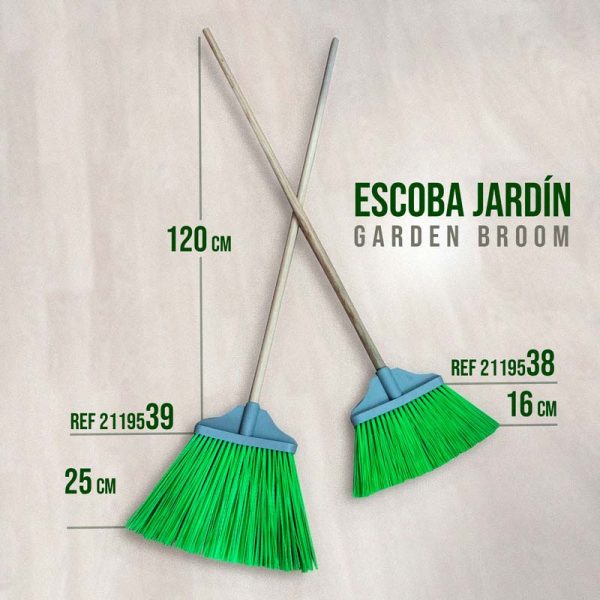 ESCOBA JARDÍN 16CM. CON PALO 1.20M.