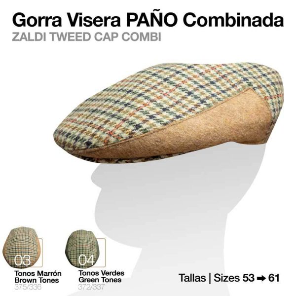 GORRA VISERA PAÑO COMBINADA CUADRO