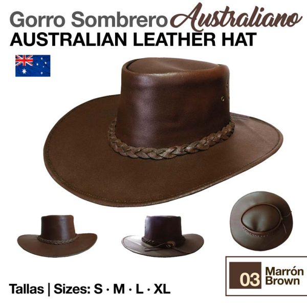 GORRO SOMBRERO AUSTRALIANO MARRÓN