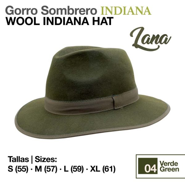 GORRO SOMBRERO INDIANA LANA VERDE