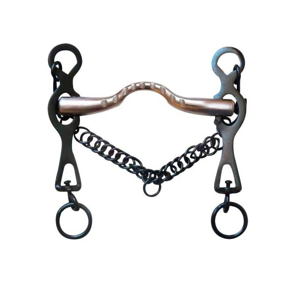 Bocado portugués pavonado con embocadura estriada inoxidable