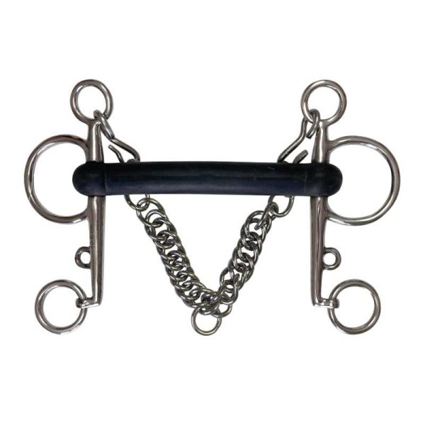 BOCADO PELHAM EMBOCADURA GOMA FLEXIBLE INOX