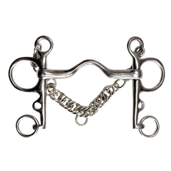 Bocado Pelham inoxidable con puente y cadenilla