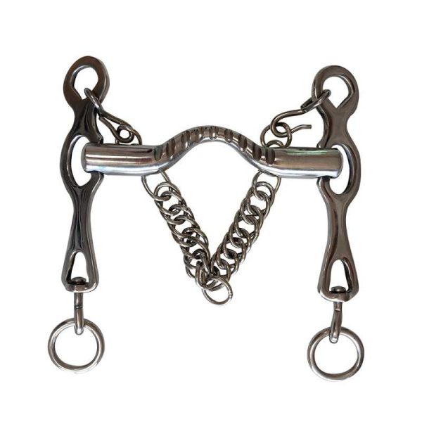 Bocado portugués inoxidable con embocadura estriada