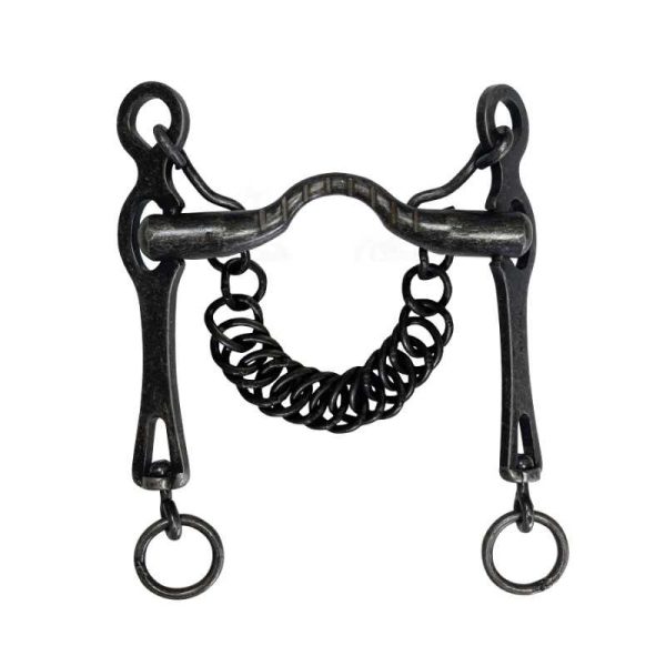 BOCADO PORTUGUÉS PAVONADO EMBOCADURA ESTRIADA PATA LARGA ENVEJECIDO CON CADENILLA