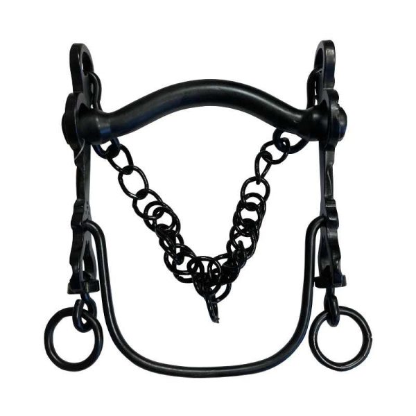 Bocado vaquero pavonado con embocadura arco y barra curva