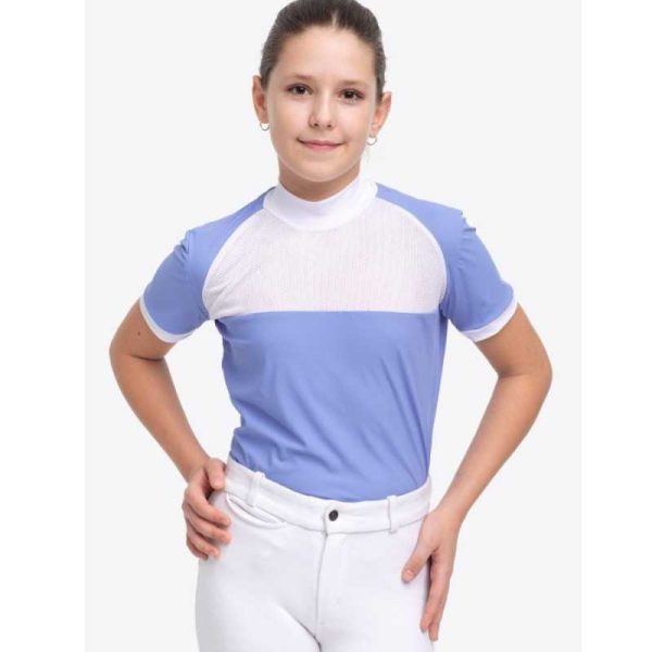 Camiseta hípica de concurso Cavalliera BABY BLUE MESH KIDS manga corta