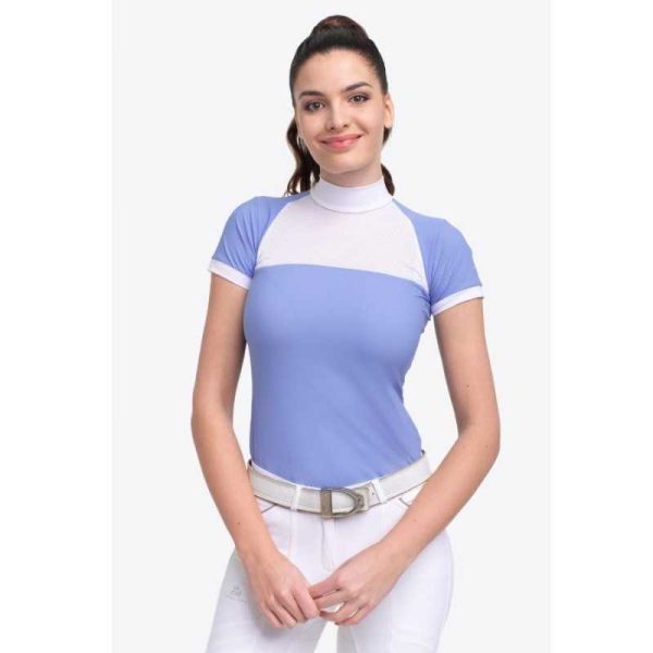 Camiseta hípica de concurso Cavalliera BABY BLUE MESH manga corta