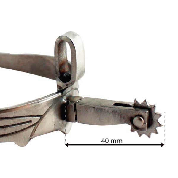 Espuela vaquera inox gallo recto ruleta inglesa